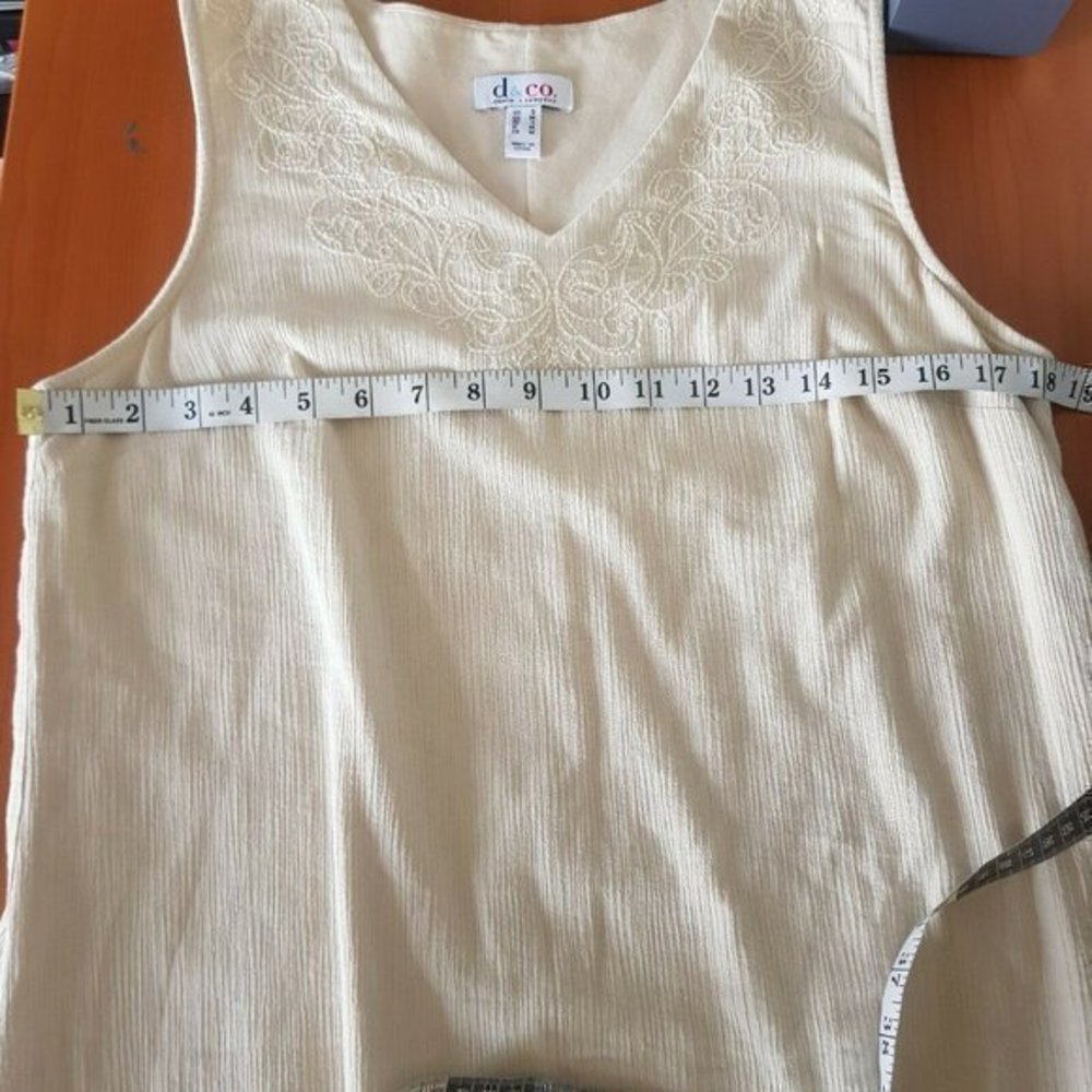 Denim & Company Womens Sleeveless Dress Size Small Sheath  Beige Embroidered - Picture 10 of 12